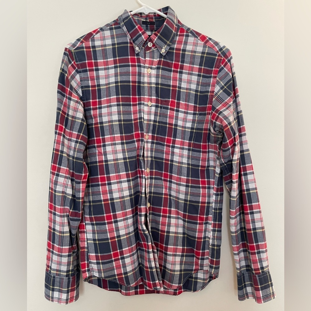 Mens J Crew Button Down. Size Small. Blue Red Plaid